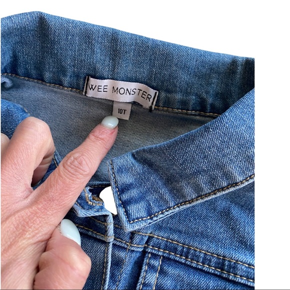 NWT Wee Monster Denim Red POW Patchwork Jacket in Pink & Red size 10 - Picture 8 of 9